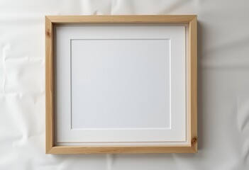 Empty wooden frame on a white background for art display  