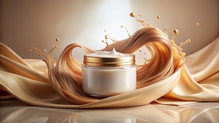 Pastel Hair Treatment Jar, Soft Shadows & Fabric Folds - Minimalist Product Photography
