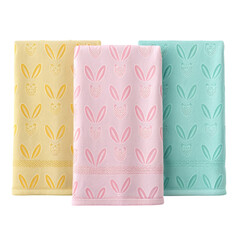 Soft and cheerful 3D towels in pastel shades for summer and Easter celebrations add playful touch to any kitchen