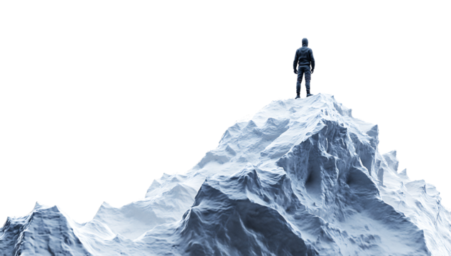 silhouette of a man standing on a cliff isolated on white background - Powered by Adobe