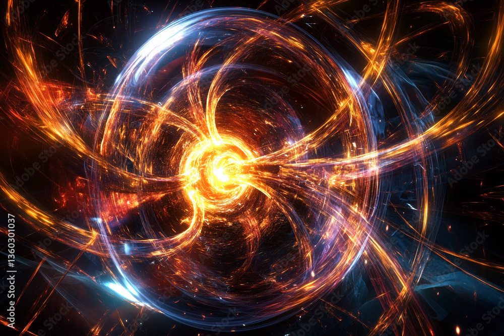 Poster Hyper detailed visualization of fusion processes in action Generative AI
