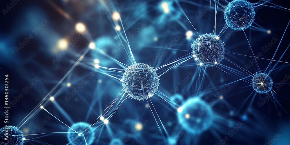 Poster Abstract visualization of a neural network structure Generative AI