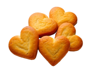 tasty heart shaped butter cookies isolated on transparent background