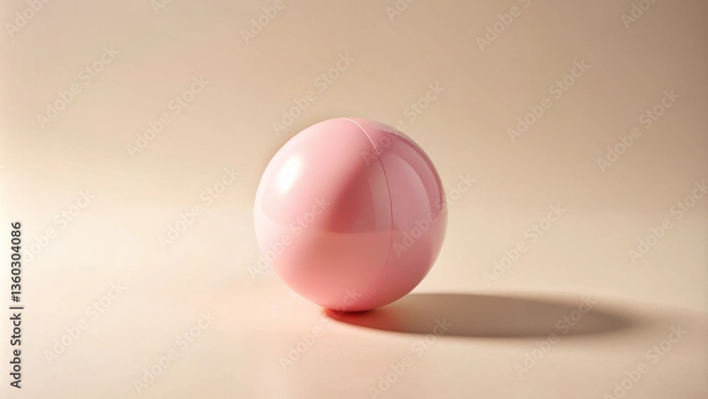 Aufkleber a smooth pink sphere rests on a neutral background, casting a subtle shadow