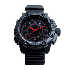 Bold Outdoor Digital Watch with Compass Display Isolated on Transparent Background