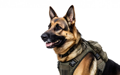 A well trained German Shepherd police dog ready for duty