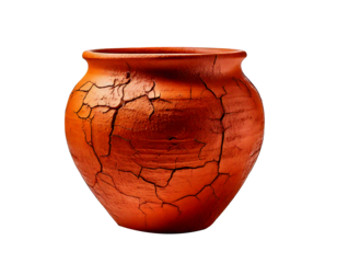 Terracotta jar isolated on transparent background