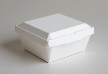 white takeaway food container in a minimalist style on gray background  