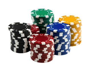 Isolated Colorful Poker Chips