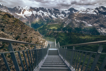 The walking path in the Bernese Apls in Switzerland