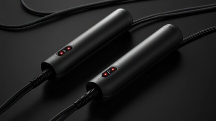 Smart jump ropes with LED indicators on dark background.