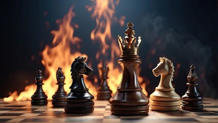 Chess Inferno: A King&rsquo;s Stand Amid Flames and Tension