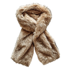 A Faux Fur Stole in Neutral Beige Isolated on Transparent Background