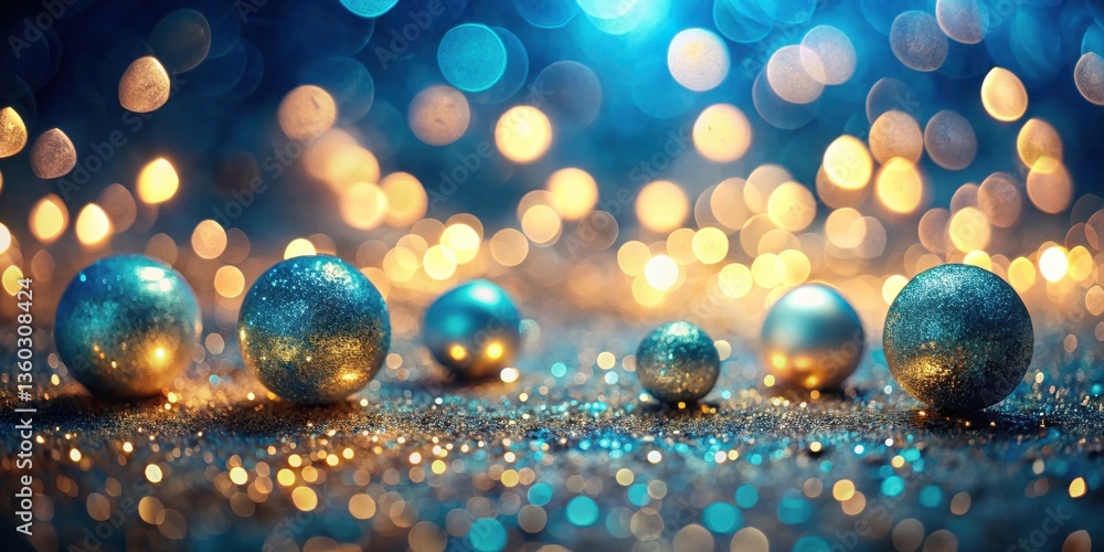 Leinwandbilder sparkling festive globes on glittering surface with soft bokeh lights