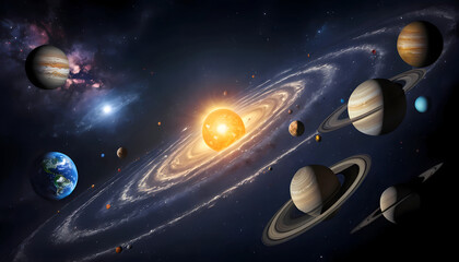 Fototapeta premium A Spectacular Vision of the Solar System in Cosmic Alignment
