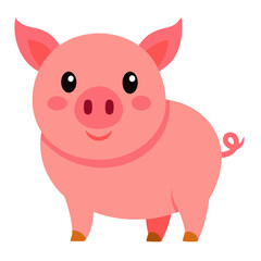Fototapeta premium a cute cartoon pig with a big smile and a friendly expression. It's a simple, adorable illustration suitable for various designs