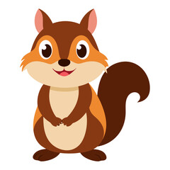cute squirrel cartoon standing and smiling happily. The squirrel has a fluffy tail and adorable expression. vector illustration