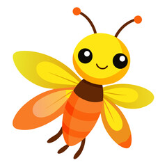 an adorable bee character flying with a cheerful expression vector illustration