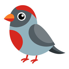 Fototapeta premium a colorful illustration of a cute bird with red accents and an orange beak. The bird has a friendly, cartoonish appearance
