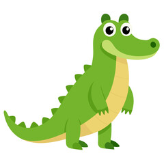 Obraz premium a cheerful cartoon crocodile standing upright, with a big smile and green skin vector illustration