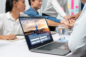 Online flight booking website provide brisk reservation system . Travel technology concept .