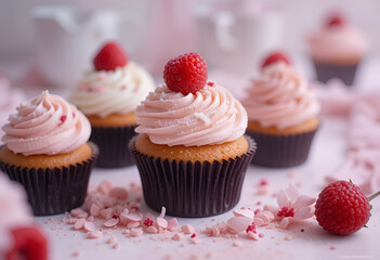 cupcakes with pink icing