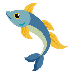 Obraz premium a cartoon illustration of a charming fish with blue body, yellow fins and a friendly expression 