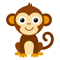 Fototapeta premium a cute cartoon monkey sitting and smiling cheerfully vector illustration