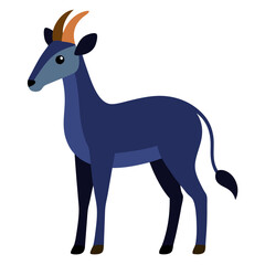 Fototapeta premium a stylized image of a sable antelope with blue tones and curved horns, a side profile vector illustration