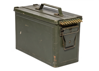 Ammunition box isolated on a transparent background.