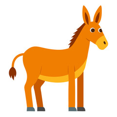 Fototapeta premium a donkey standing with a simple background. The animal has a brown body, long legs and ears. vector illustration