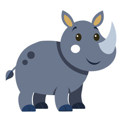 Fototapeta premium a cute cartoon rhino with a charming smile. The rhino is a light grey color and looks very friendly