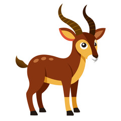 a cartoon illustration of a charming brown deer with a happy expression and a beautiful horns. The deer has a sweet face and stands gracefully