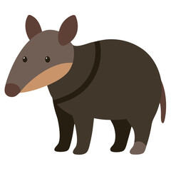 Fototapeta premium a digital illustration of a tapir, showcasing its distinctive features and markings. The tapir has a dark grey body, a tan face, and small, round ears.