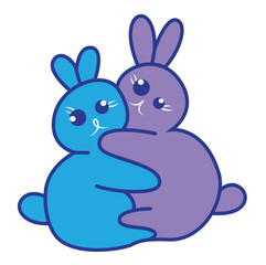  Cute Style Baby cartoon Hugging Sitting Valentines Day Flat Vector Illustration Isolated on White