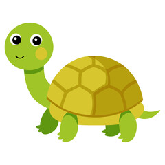 Obraz premium a cute cartoon turtle with a friendly expression. The turtle features a green body, yellow shell and a charming smile vector illustration