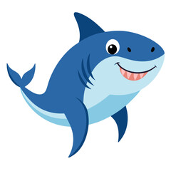 Fototapeta premium a cute illustration of a cartoon shark, with a friendly smile and vibrant colors. It has a playful and approachable design, perfect for various creative projects