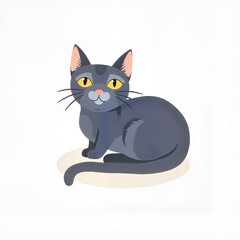 Obraz premium Cartoon gray cat sitting on a light background
