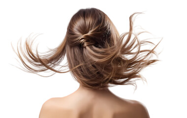 woman with flying hair