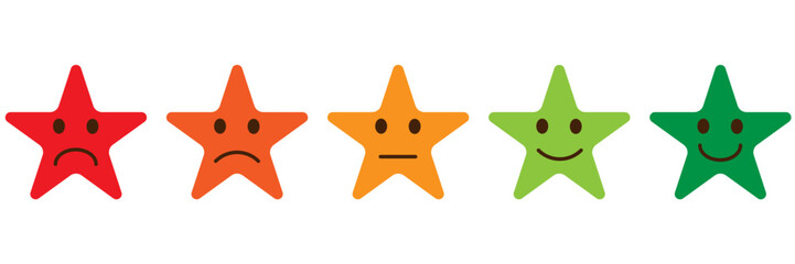 Rating emoji set with stars. Customer feedback. five star rating emoji icon set. emoji feedback scale with star. rating emoji, icon, vector, rating, feedback, vector.