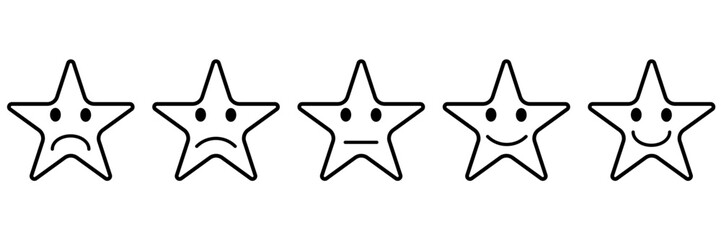 Obraz premium Rating emoji set with stars. Customer feedback. five star rating emoji icon set. emoji feedback scale with star. rating emoji, icon, vector, rating, feedback, vector.