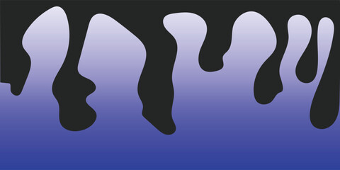 This striking image features dynamic drips of black paint against a gradient background of periwinkle to royal blue.