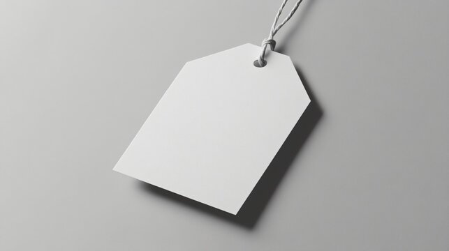 Blank white paper tag with a string on a dark background.