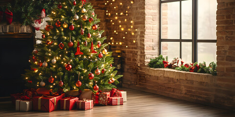 Naklejka premium christmas tree with presents