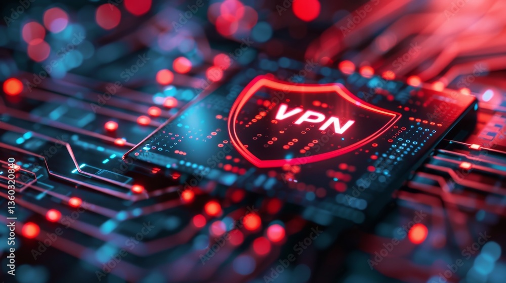 Poster exploring advanced online security technologies with a focus on artificial intelligence and vpn syst
