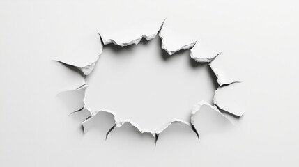 Creative design element abstract art image of a tear in white paper minimalist environment close-up view visual concept