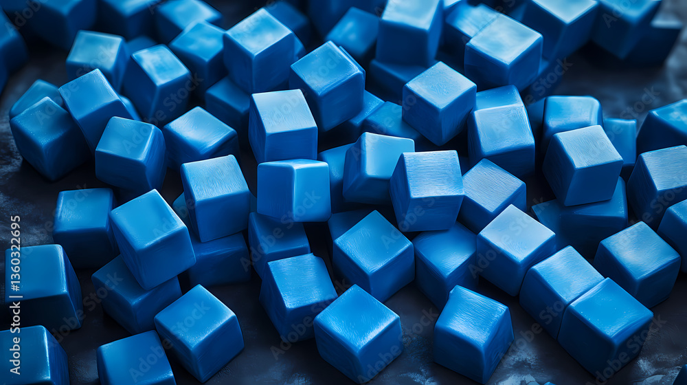 Poster blue cubes randomly distributed