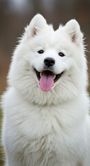 Samoyed Puppy Smiling with Fluffy White Fur – Happy Arctic Dog