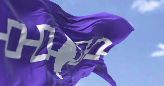 Close-up of Iroquois flag waving in the wind