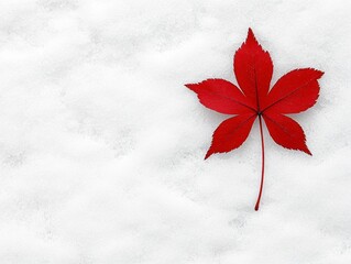 Vibrant Red Leaf on Pristine White Snow